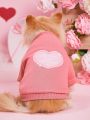 PETSIN Valentine's Day Petsin Pink Heart Patterned Pet Hoodie, 1pc