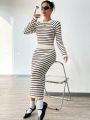 Women'S Striped Sweater 2pcs/Set