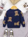 SHEIN Boys Baby Bear & Letter Pattern Sweater