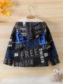 SHEIN Kids EVRYDAY Young Boy Letter Graphic Thermal Lined Hooded Coat Without Sweater
