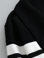 SHEIN LUNE Plus Size Striped Shawl Collar Coat