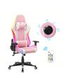 HomeMiYN Gaming Chair with Speakers Video and RGB LED Lights, PU Leather Ergonomic Racing Office Chair