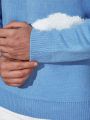 Extended Sizes Men Plus Clouds Pattern Drop Shoulder Sweater