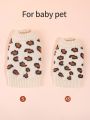 1pc Beige Leopard Print Sleeveless Sweater For Newborn Puppies & Kittens, High Elasticity, Adorable And Warm, Suitable For Daily Wear, Small Size