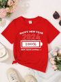 SHEIN Boys' Slogan Print T-Shirt