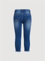 SHEIN Young Girls' Distressed Denim Jeans