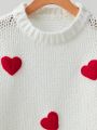 SHEIN Essnce Women'S Heart Pattern Drop Shoulder Sweater