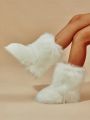 Women's Winter Warm Fur Boots With Mid-calf Length, Anti-slip, Personality And Fashionable Slippers Design