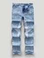 SHEIN Teenage Boys' Casual Jeans With Star Pattern