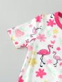Toddler Girls' Cartoon Flamingo Pattern Pajama Set