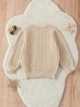 Baby Boys' Solid Color Loose Fit Casual Sweater With Round Neckline