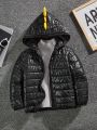 SHEIN Boys Zip Up 3D Ears Design Hooded Puffer Coat