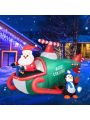 Gymax 6.5FT Inflatable Christmas Flying Helicopter Santa Claus Party Decor w/ LED Lights