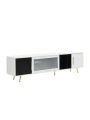 OSQI ON-Trend Stylish TV Stand with Golden Metal Handles&Legs, Two-Tone Media Console for TVs Up to 80