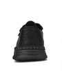 Men's Casual Shoes, Four Seasons, Handmade, Vintage, Trendy, Solid Color, Low Cut, Round Toe, Soft Bottom, Soft Surface, Loafers, Youth, Fashionable, Small Pu Leather Shoes, Black, Suitable For Daily Wear, Fashionable Style