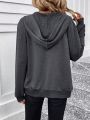 SHEIN Essnce Solid Color Zipper Sweatshirt