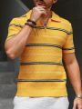 Men's Short Sleeve Striped Casual Knit Top