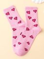 Reh Arte Fashionable Mid-calf Socks With Heart Pattern