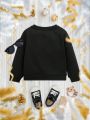 Girls Casual New Year 2024 Pattern Long-Sleeved Round Neck Sweatshirt Suitable For Autumn And Winter