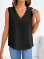 SHEIN Frenchy Cut-Out Embroidered Mesh Panel Backless Vest Top