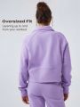 GLOWMODE Cotton-Blend Fleece Half Zip Pocket Sweatshirt With Thumbhole Warm Cozy