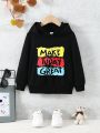 Young Boy Slogan Graphic Hoodie