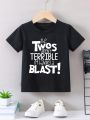 SHEIN Toddler Boys' T-Shirt With English Slogan Print