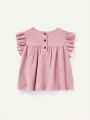 Cozy Cub Baby Girls' Flower Patterned Round Neck, Ruffle Trimmed Pullover Top