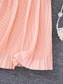 Teenage Girls' Sweet Elastic Waist Umbrella Skirt Pleated Midi Skirt