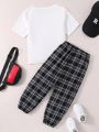 SHEIN Young Boy 2pcs/Set Striped Shorts Outfit, Suitable For Summer, Casual, Cool And Breathable