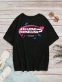 Teenage Girls' Slogan Printed Short Sleeve T-shirt