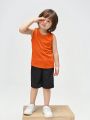 SHEIN Kids EVRYDAY Toddler Boys' Solid Color Casual Tank Top