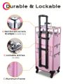 BYOOTIQUE 2in1 Nail Polish Organizer Rolling Makeup Train Case Manicure Cosmetic Trolley Travel Organizer Nail Case with Clear Lid Extendable Trays 4 removable wheels 54 Slots