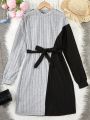 Teen Girls' Color-block Belted Midi Dress