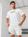 Men's Letter Print Drop Shoulder Sleeve Sporty T-Shirt
