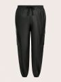 SHEIN CURVE+ Plus Size Women'S Cargo Elastic Waistband Cuffed Pants