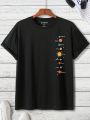 Men'S Plus Size Printed Short Sleeve Casual T-Shirt With Letter Pattern