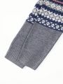 Baby Boy Geometric Pattern Long Sleeve Sweater And Knitted Shorts Set