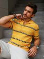 Men's Short Sleeve Striped Casual Knit Top