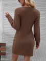 Twist Knit Bodycon V-neck Sweater Dress