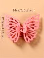 1pc Large Double Layer Hollow Out Butterfly Hair Clip For Women, Shark Style Matte Hair Claw Styling Tool