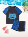 Young Boy Swimming Set With Gamepad Print