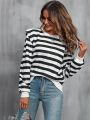 SHEIN LUNE Striped Print Sweatshirt