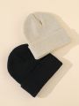2pcs Solid Color Simple Beanies Without Brim For Daily Wear, Universal Size