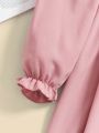 SHEIN Kids HYPEME Square Neck Puff Sleeve Button Detail Dress