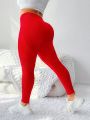 Yoga Basic Plus Size Seamless Solid Color Butt Lifting Sports Leggings