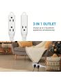 DEWENWILS Extension Cord 50 ft, 3 Outlet Power Cable with Flat Plug, 16/3 Awg Grounded Cord for Indoor Use, SPT-3 Cord, White, ETL Listed, 2 Pack