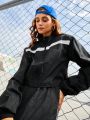 Street Sport Women's Colorblock Zipper Jacket And Parachute Skirt Sportswear Set