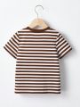 SHEIN Little Boys' Striped Patchwork Pocket T-Shirt
