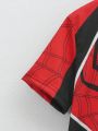 SHEIN Big/older Boys' Spider Printed Short Sleeve Casual 2pcs/set